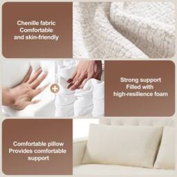 BTM Folding Sofa Bed Storage USB Cup Holders Convertible Sleeper Sofa in Cream - thumbnail 6
