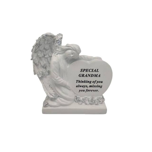 David Fischhoff Graveside Memorial Angel Heart Ornament Plaque -Grandma in Cream - image 1