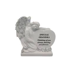 David Fischhoff Graveside Memorial Angel Heart Ornament Plaque -Grandma in Cream - thumbnail 1