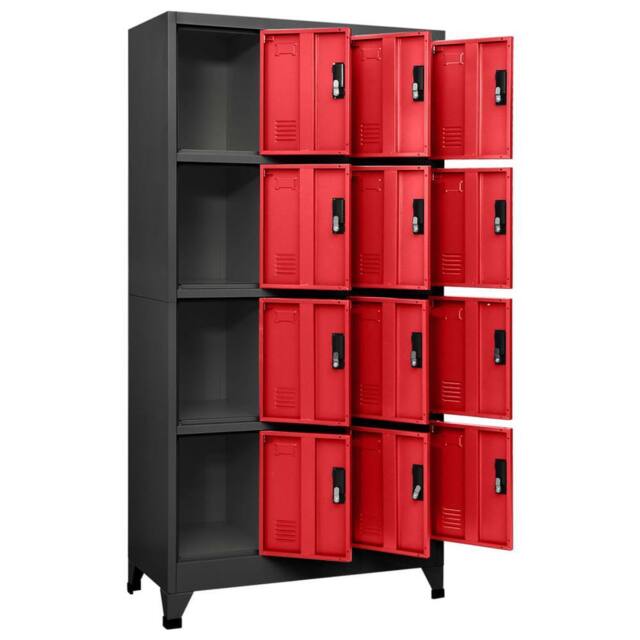 Berkfield Home Locker Cabinet Anthracite & Red 90x45x180 cm Steel in Charcoal - Size: 90 x 45 x 180 cm - image 1