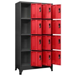 Berkfield Home Locker Cabinet Anthracite & Red 90x45x180 cm Steel in Charcoal - Size: 90 x 45 x 180 cm