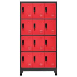 Berkfield Home Locker Cabinet Anthracite & Red 90x45x180 cm Steel in Charcoal - Size: 90 x 45 x 180 cm - thumbnail 3