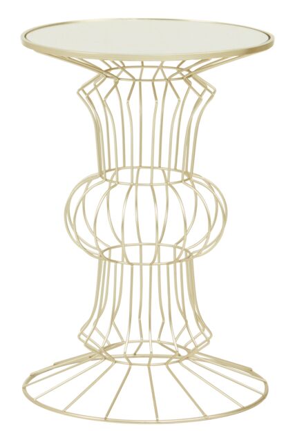 Orsina Practical Light Gold Finish Frame Table, Compact Side Table For Livingroom, Mirrored Top Small Lounge Table - image 1
