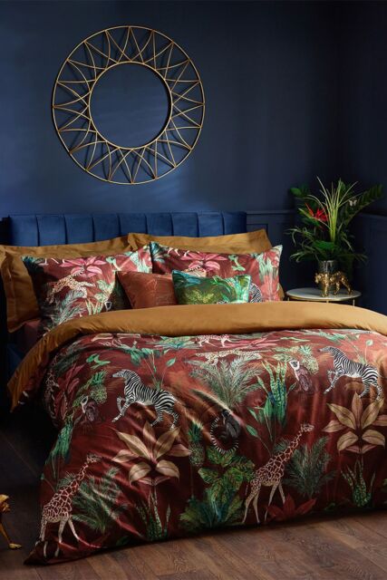 Wylder Aranya Exotic Animal Velvet Duvet Cover Set in Orange - Size: Double - image 1
