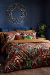 Wylder Aranya Exotic Animal Velvet Duvet Cover Set in Orange - Size: Double - thumbnail 1