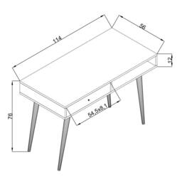 BIMOSSA , 114x56 cm Desk for Home Office & Study, Writing Table, Workstation w/ Drawers & Open Shelf, Office Laptop, Kids or Laptop Desktop Table - thumbnail 4