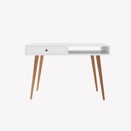 BIMOSSA , 114x56 cm Desk for Home Office & Study, Writing Table, Workstation w/ Drawers & Open Shelf, Office Laptop, Kids or Laptop Desktop Table - thumbnail 2