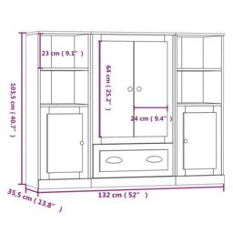 Berkfield Home Highboards 3 pcs Smoked Oak Engineered Wood in Brown - thumbnail 8