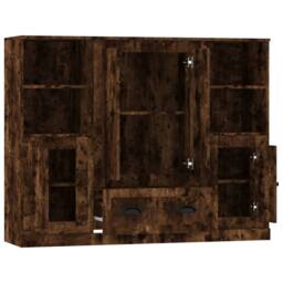 Berkfield Home Highboards 3 pcs Smoked Oak Engineered Wood in Brown - thumbnail 6