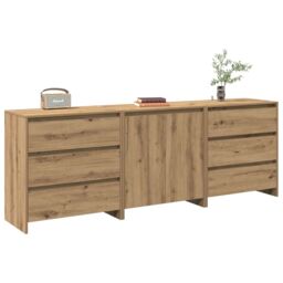 Berkfield Home 3 Piece Sideboard Artisan Oak Engineered Wood in Brown - thumbnail 1