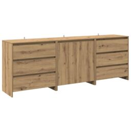Berkfield Home 3 Piece Sideboard Artisan Oak Engineered Wood in Brown - thumbnail 2