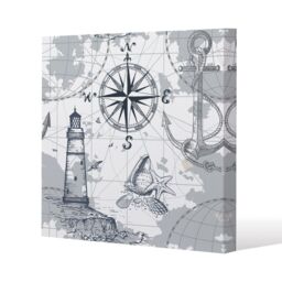 Benjamin Tate Design Compass & Map (Canvas Print) / 61 x 61 x 4cm in Natural - Size: 61 x 61 x 4 cm - thumbnail 1