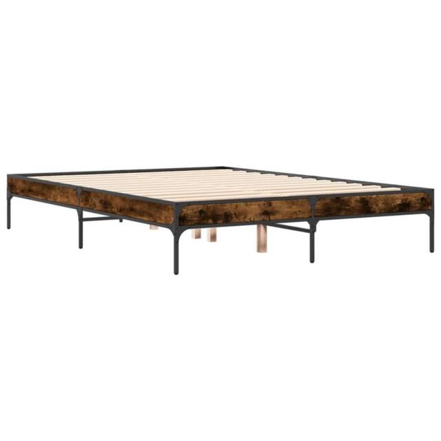 Berkfield Home Durable Bed Frame without Mattress Smoked Oak 120x200 cm in Brown - Size: Small Double - image 1