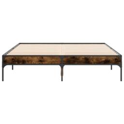 Berkfield Home Durable Bed Frame without Mattress Smoked Oak 120x200 cm in Brown - Size: Small Double - thumbnail 4
