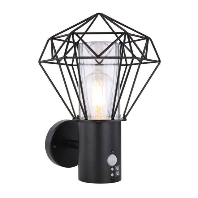 Netlighting Horace PIR Outdoor Wall Lamp Black IP44 1x E27 - image 1