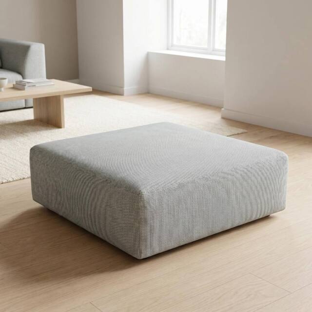 Abakus Direct Tokyo Footstool Basket Weave Fabric in Grey - image 1