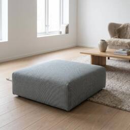 Abakus Direct Tokyo Footstool Basket Weave Fabric in Grey - thumbnail 3