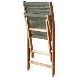 Wyld and Coco Set of 2 Green Acacia Wood Rope Folding Garden Chairs - thumbnail 8