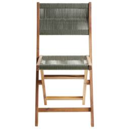 Wyld and Coco Set of 2 Green Acacia Wood Rope Folding Garden Chairs - thumbnail 5