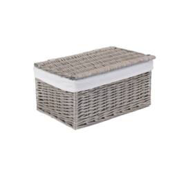 Red Hamper Wicker Set of 3 Small Antique Wash Cotton Lined Storage Basket in Brown - thumbnail 2