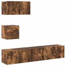 Berkfield Home Modern 4 Piece TV Cabinet Set Smoked Oak Engineered Wood in Brown - thumbnail 3