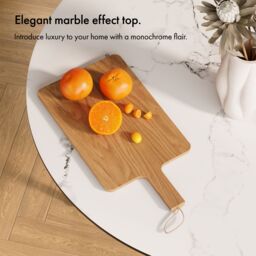 VonHaus Marble Effect Round Dining Table & 4 Chairs Set in White - thumbnail 3