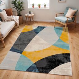 Livabliss City-Modern Yellow Grey Blue Living Dining Bedroom Rug - Size: 160 cm x 220 cm - thumbnail 9