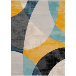 Livabliss City-Modern Yellow Grey Blue Living Dining Bedroom Rug - Size: 160 cm x 220 cm - thumbnail 2