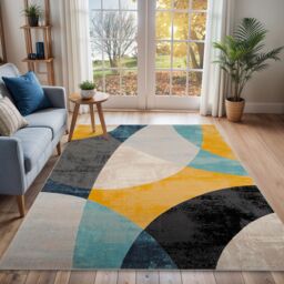 Livabliss City-Modern Yellow Grey Blue Living Dining Bedroom Rug - Size: 160 cm x 220 cm - thumbnail 8