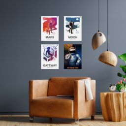 Artery8 Wall Art Print NASA Modern Explorers Explore We Need You Moon to Mars Lunar Architect Dune Scout Gateway Commander A4 Poster Pack of 4 - thumbnail 2