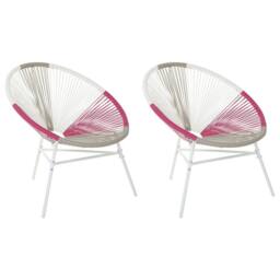 Wyld and Coco Papasan Style Garden Chairs Set 2 Multicolour PE Rattan Outdoor - thumbnail 2
