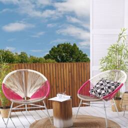 Wyld and Coco Papasan Style Garden Chairs Set 2 Multicolour PE Rattan Outdoor