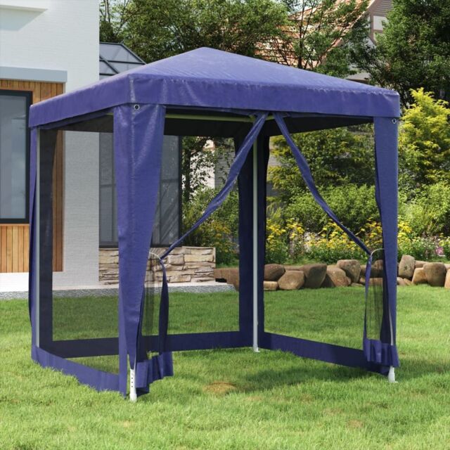 Berkfield Home Party Tent with 4 Mesh Sidewalls Blue 2x2 m HDPE - image 1