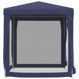 Berkfield Home Party Tent with 4 Mesh Sidewalls Blue 2x2 m HDPE - thumbnail 4