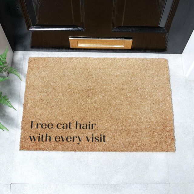 Artsy Mats Free Cat Hair With Every Visit Coir Doormat (60 x 40cm) in Brown - Size: 40 cm x 60 cm - image 1