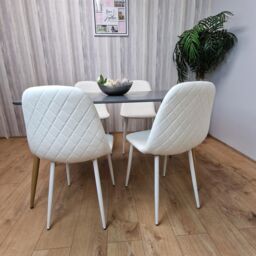 KOSY KOALA Modern Rectangle Dark Grey Dining Table Set With 4 White Chairs Dining Room Furniture - thumbnail 5