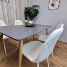 KOSY KOALA Modern Rectangle Dark Grey Dining Table Set With 4 White Chairs Dining Room Furniture - thumbnail 6