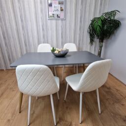KOSY KOALA Modern Rectangle Dark Grey Dining Table Set With 4 White Chairs Dining Room Furniture - thumbnail 8