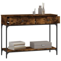 Berkfield Home Console Table Smoked Oak 100x34.5x75 cm Engineered Wood in Brown - thumbnail 4
