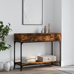 Berkfield Home Console Table Smoked Oak 100x34.5x75 cm Engineered Wood in Brown - thumbnail 1