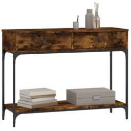 Berkfield Home Console Table Smoked Oak 100x34.5x75 cm Engineered Wood in Brown - thumbnail 3