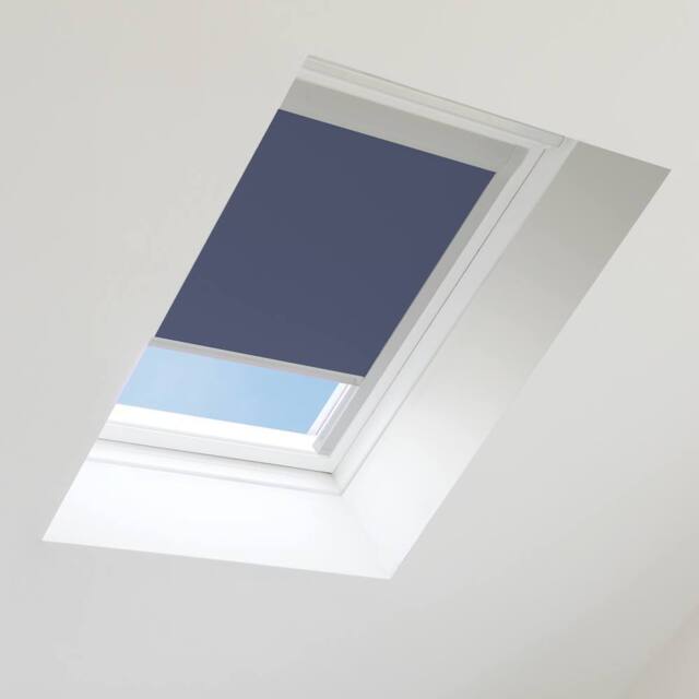 Bloc Blinds Blackout Blind for Velux Roof Window - Navy in Silver - Size: CK02 - image 1