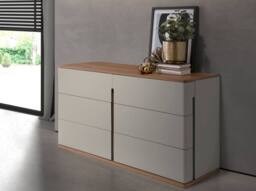 Angel Cerda 6-Drawer Grey MDF Chest with Walnut Veneer - thumbnail 3