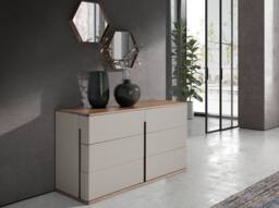 Angel Cerda 6-Drawer Grey MDF Chest with Walnut Veneer - thumbnail 5