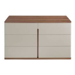 Angel Cerda 6-Drawer Grey MDF Chest with Walnut Veneer - thumbnail 2