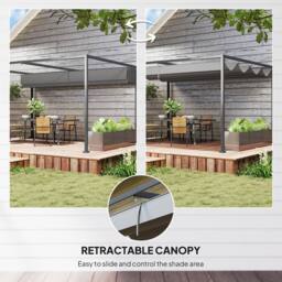 OUTSUNNY 4x3(m) Metal Pergola Gazebo Patio Sunshelter Retractable Canopy in Grey - thumbnail 4