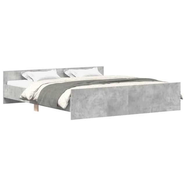Berkfield Home Bed Frame with Headboard & Footboard Concrete Grey 160x200 cm - image 1