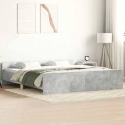 Berkfield Home Bed Frame with Headboard & Footboard Concrete Grey 160x200 cm - thumbnail 2