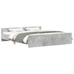 Berkfield Home Bed Frame with Headboard & Footboard Concrete Grey 160x200 cm - thumbnail 1