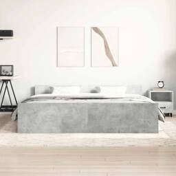 Berkfield Home Bed Frame with Headboard & Footboard Concrete Grey 160x200 cm - thumbnail 4